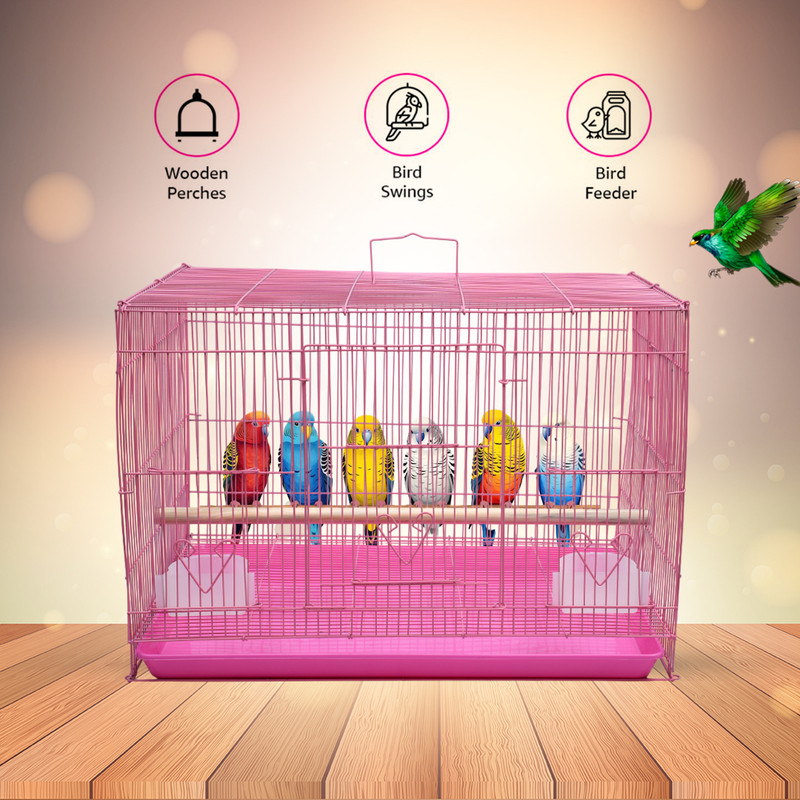 hara Stylish 24 Inch Pink Cage – Ideal for Lovebirds & Parrots Bird Cage