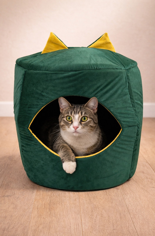 URBANNEST All-Season Pet House & Bed for Cats and Puppies | Bottle Green Dog, Cat House