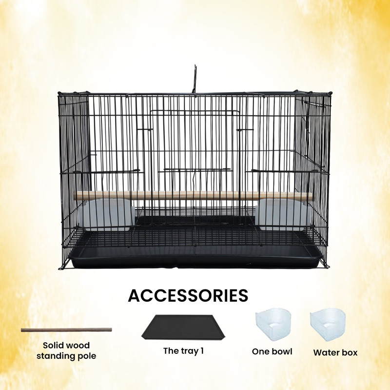 hara 15 Inch Black Cage with Sturdy Frame and Smooth Corners Bird Cage