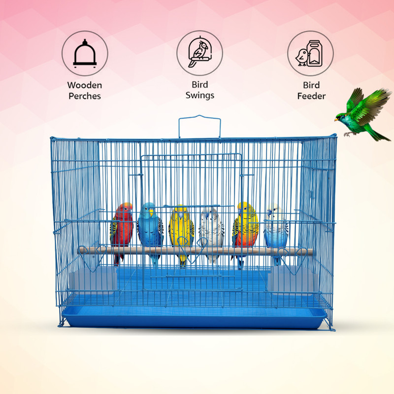 hara Premium 24 Inch Blue Cage – Durable, Lightweight, and Foldable Bird Cage