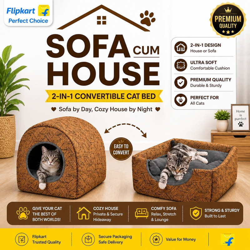 URBANNEST 2-in-1 Sofa Cum House For Cats & Puppies Cat, Dog House