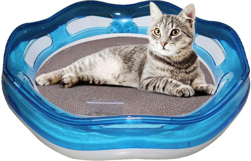 PetJoy Cat Play Scratching Board, Modern Circular Track with Catnip for Cat and Kitten, Cat House
