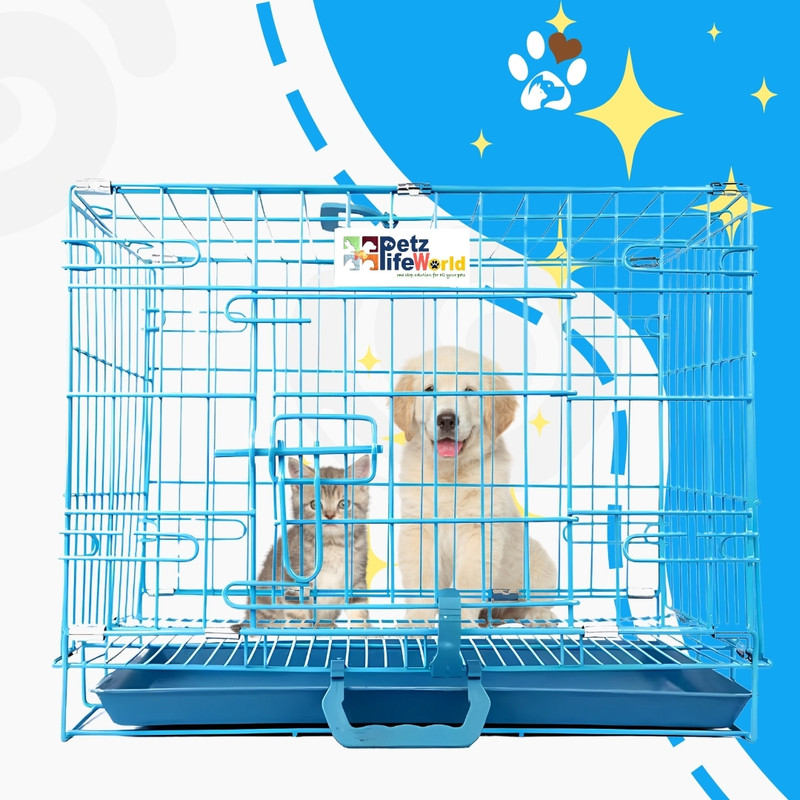 Petzlifeworld 24' Inch (2 Feet - 60 CM) Blue With Black Tray Dog, Rabbit Cage