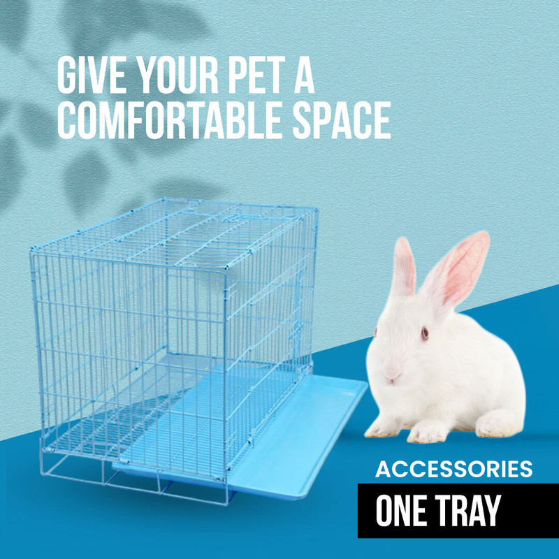 Devis Rabbit 2f (61x42x42 cm)Metal Cage with Removable Tray houseCage Ble Dog Cage