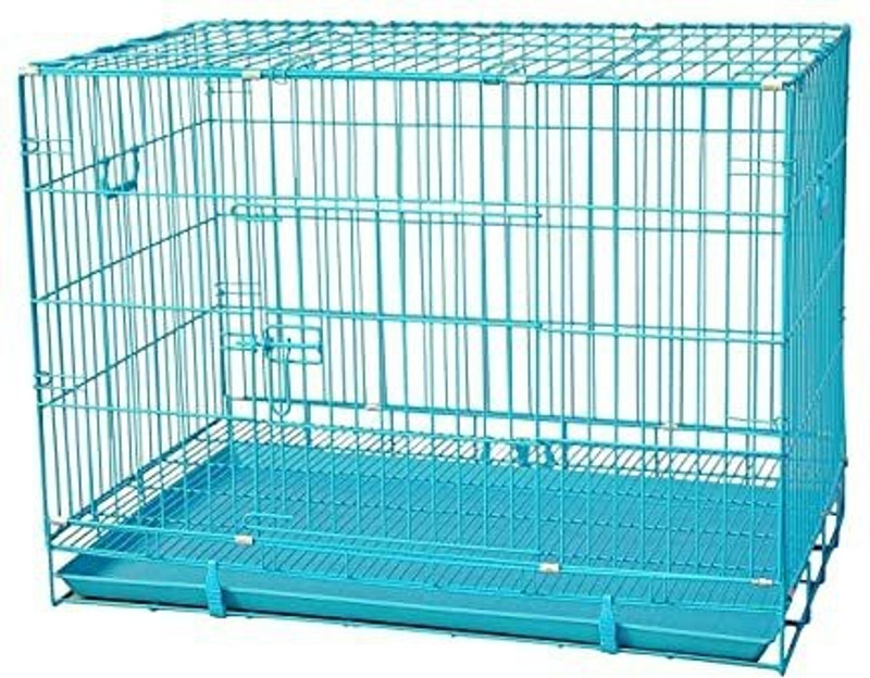 Petstorez 24' Inch Dog Crate Double Door Folding Metal Dog Cage Blue Dog, Cat, Rabbit, Miniature Pig, Monkey, Mouse, Hamster, Crab Cage