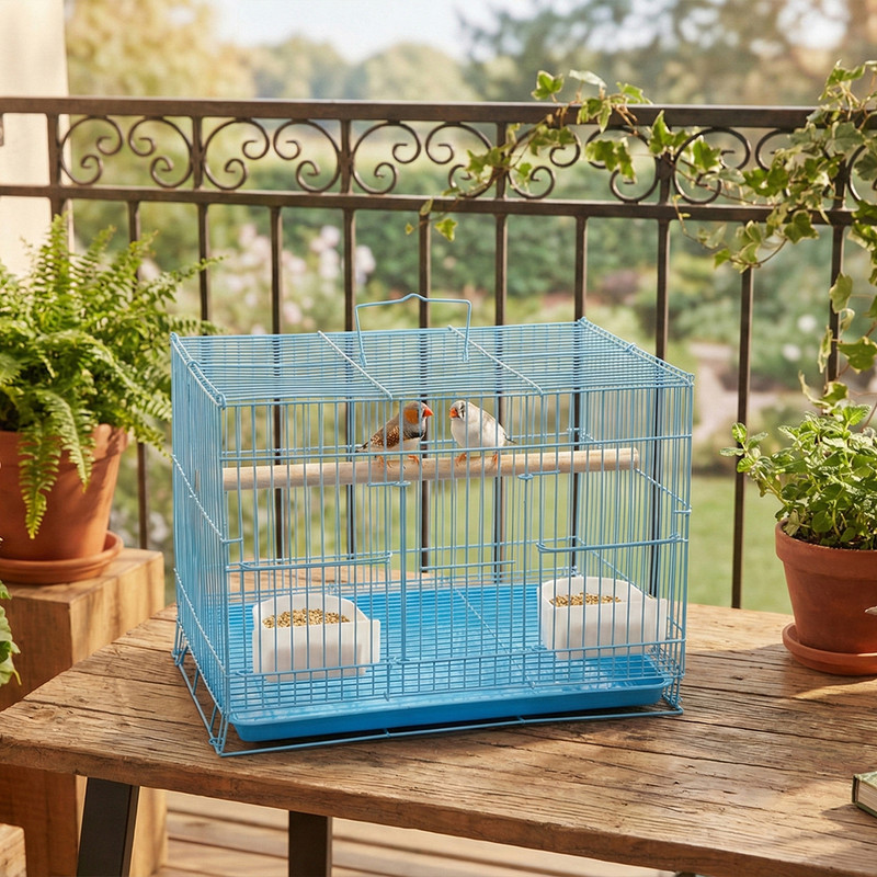 Devis 1.25 feet Bird Cage for Budgies, Finches, Lovebirds & Free Toys Color pink 01 Bird Cage