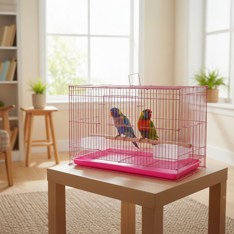 Devis 1.5 ft,50cm,20inches pink Bird Cage Finches, Lovebirds & Free Toys Bird Cage