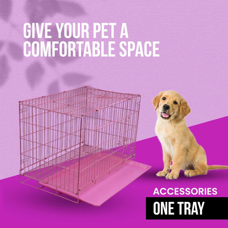 Devis Pet Dog/Cat/Rabbit 25 inch Metal Cage with Removable Tray houseCage Black_b2 Dog Cage