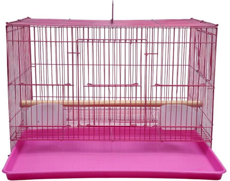 HARA ENTERPRISES 2 Ft Partition pink Bird Cage for Budgies, Finches, Lovebirds & Free Toys Bird Cage
