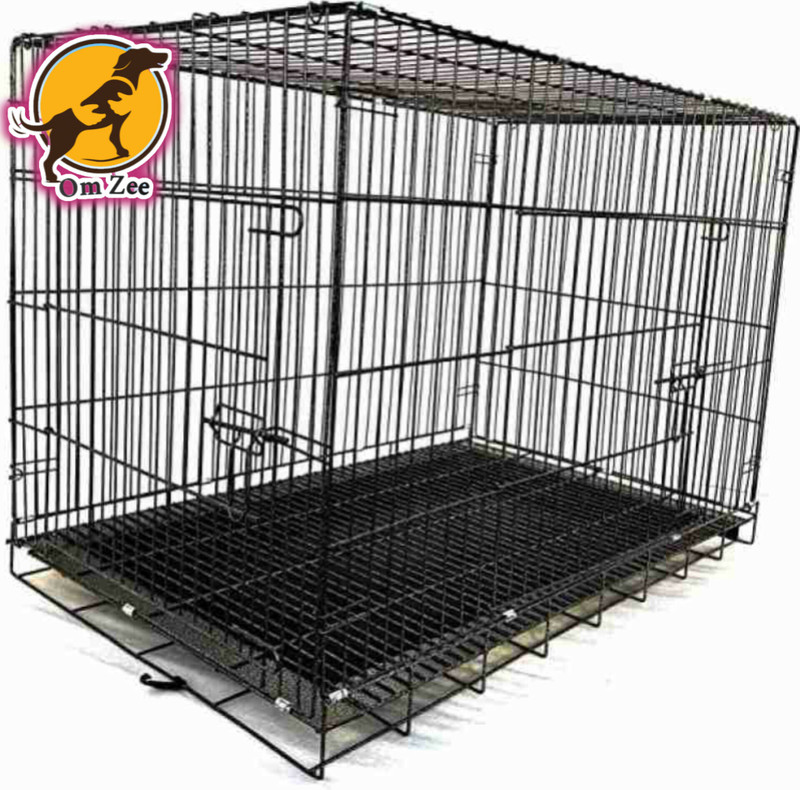 OM ZEE 24' Inch Crate Double Door Folding Metal Dog, Rabbit, Cat Cage