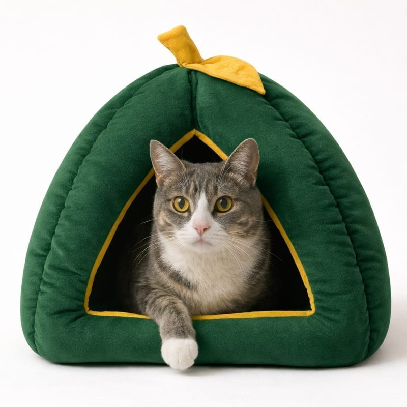 URBANNEST Pumpkin Pet House for Cats & Puppies | Bottle Green Dog, Cat House