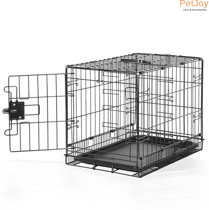 PetJoy Double Door Folding Metal Dog Cage with Paw Protector, for Small Dogs and Puppy Dog, Cat, Rabbit, Miniature Pig, Monkey, Bird, Hamster Cage