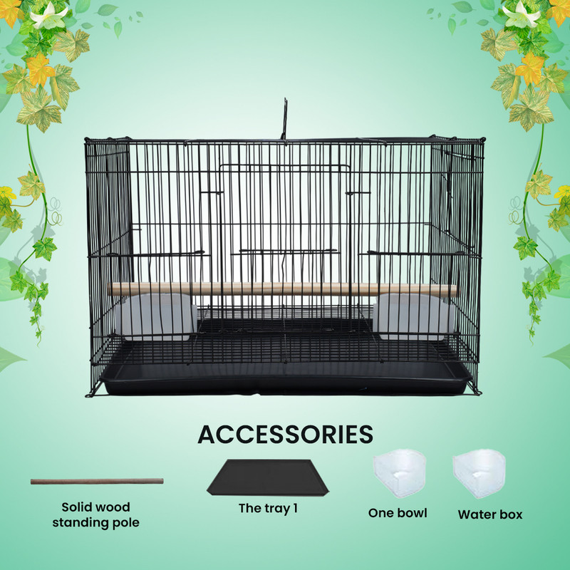 hara 20 Inch Metal Cage – Jet Black Shade for Home & Shop Use Bird Cage