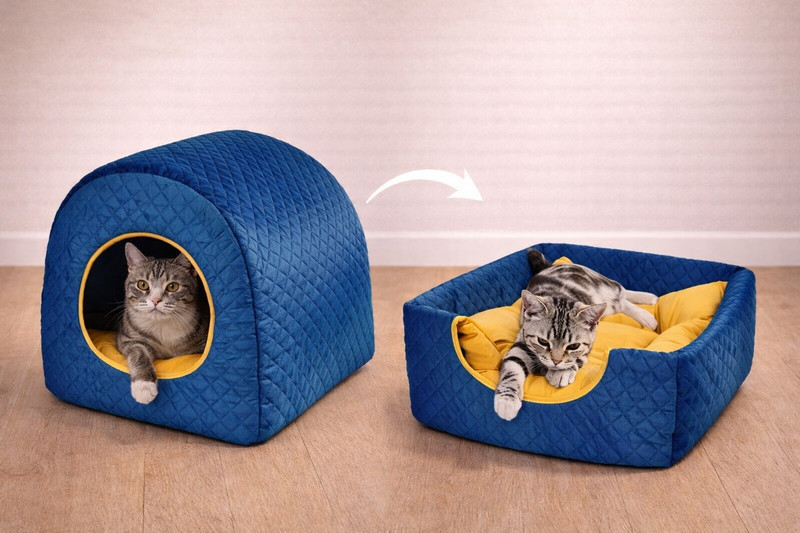 URBANNEST 2-in-1 Sofa Cum House For Cats & Pups | Royal Blue Cat House