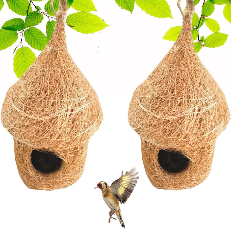 LIVEONCE NATURAL CLASSIC BIRD HOUSE WITH HANGING HOOKS U CAN PLACE ANYWHERE PACK OF 2 Bird House