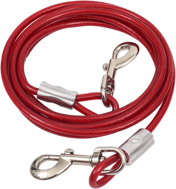 PetJoy 12 FT Heavy Duty Dog Tie Out Cable Leash Outdoor Camping for Medium & Large Dogs 365 cm Dog Cord Leash(Red)