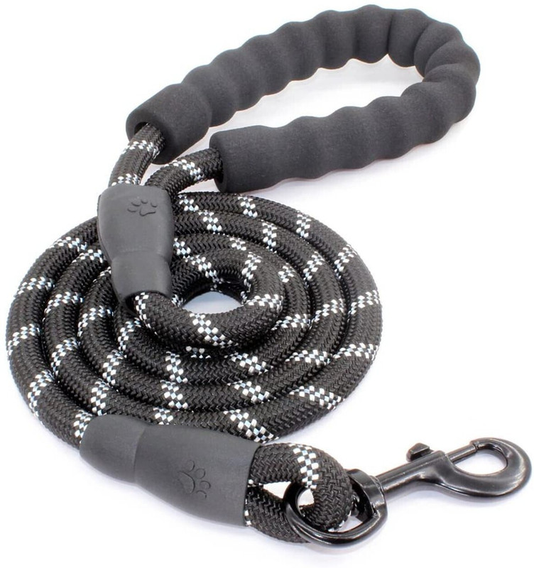 Youstylo 5ft Long Dog Reflective Leash with Padded Handle for Dogs 153 cm Dog Cord Leash(Black)