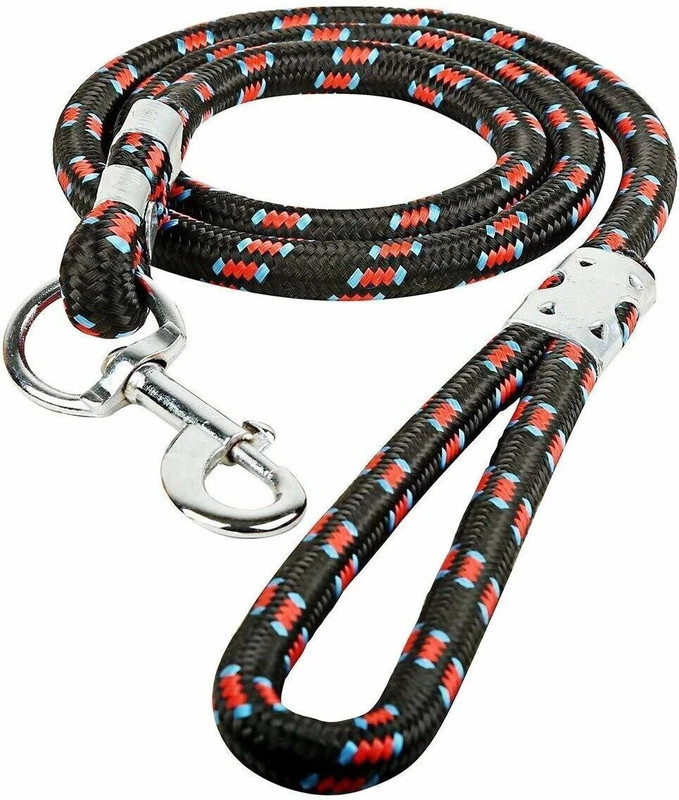 HSJ Nylon Rope Black Leash 5.2 feet long X 15mm 180 cm Dog Cord Leash(Black, Red)
