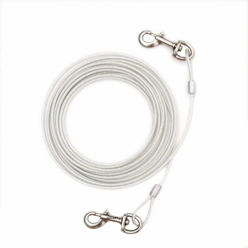 GOCART Stainless Steel Pet Tie-Out 15 Feet Cable Leash For Dogs Great For Yard Camping 450 cm Dog Chain Leash(Silver)
