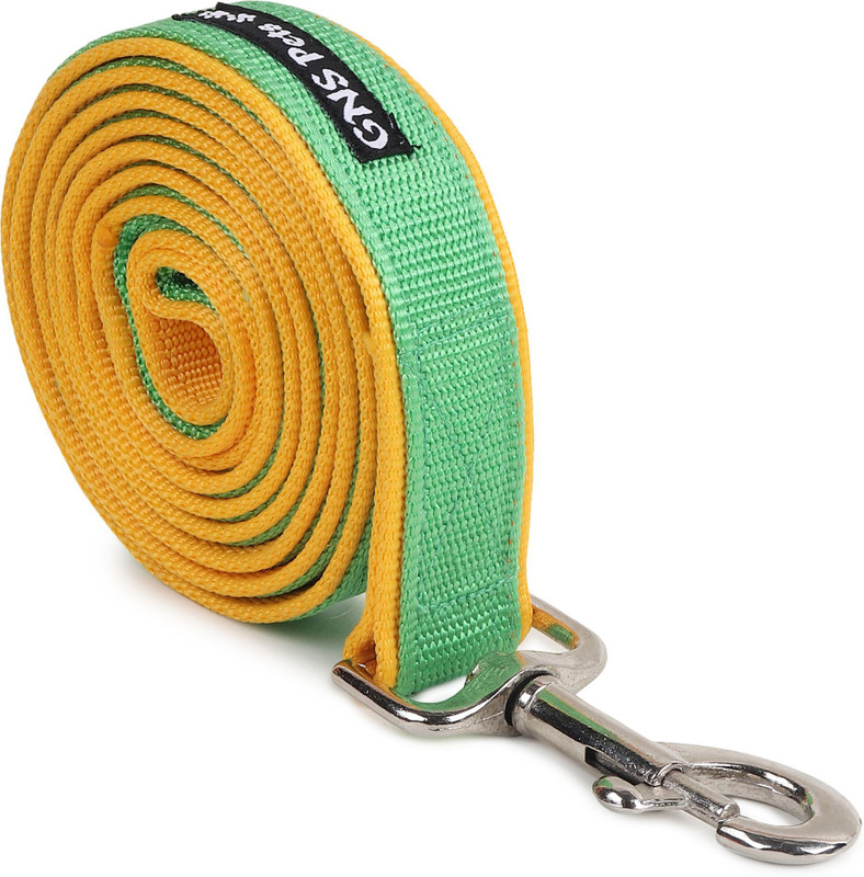 GNS PETS 6 Feet Dog Leash | Double-Stitched Strong Nylon Strap with Brass/SS Hooks 182 cm Dog Strap Leash(Green)