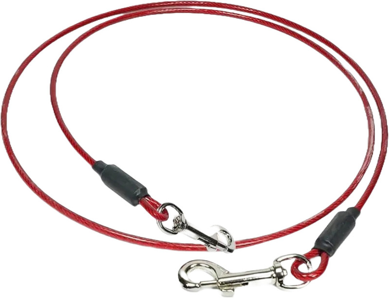 oaky 5FT Tie Out Cable Leash for Small Dogs upto 30Kg,Chew Proof Puppy Training Leads 152 cm Dog Cord Leash(Red)