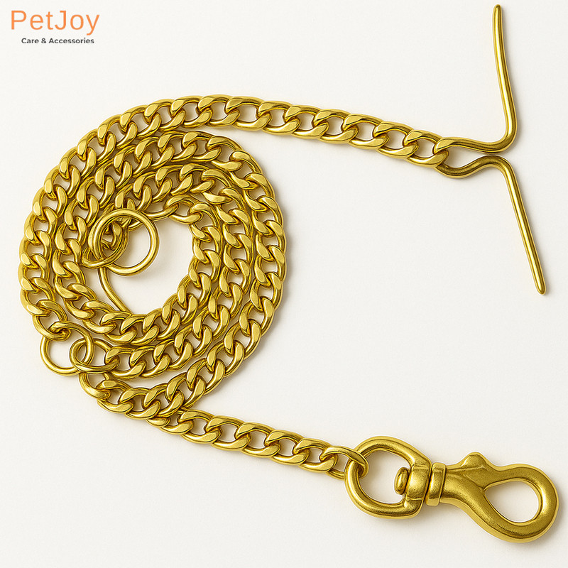 PetJoy Diamond Cut Heavy Duty Golden Color Leash Chain for Dog, Medium Leash, 160 cm Dog Chain Leash(Gold)
