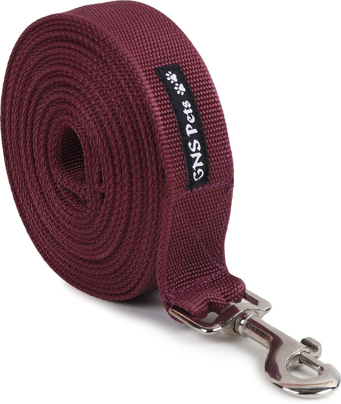 GNS PETS 15 Ft Training Leash | Strong Metal Hook | 1.25" Nylon Dog Lead puppy pets 548 cm Dog Strap Leash(Maroon)