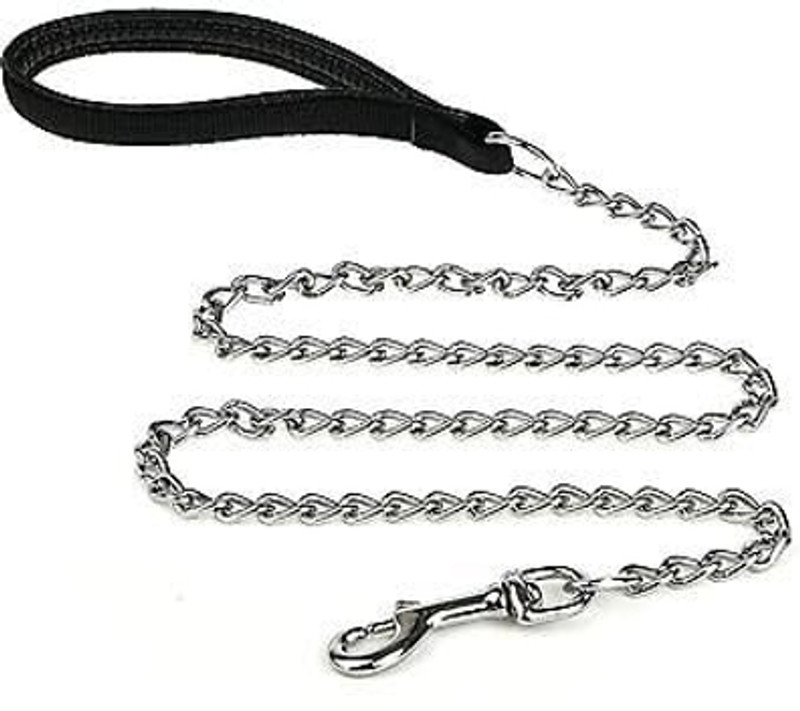 DCM PET MART 4FT Chew Proof Pet Leash Chain with Soft Padded Handle pack 1 15 cm Dog Chain Leash(Silver)