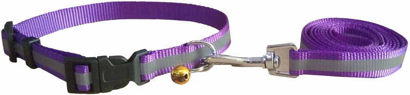 Pet Needs Adjustable Soft Nylon Reflective Stripe Dog Collar & Leash Set with Bell for Puppies Dog Collar & Leash (Small, purple) 130 cm Dog & Cat Strap Leash(Purple)