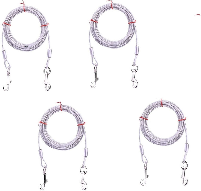 NIRVA 15FT Stainless Steel Heavy Duty Pet Tie-Out Cable Leash Chain for Dog 450 cm Dog Chain Leash(Silver)