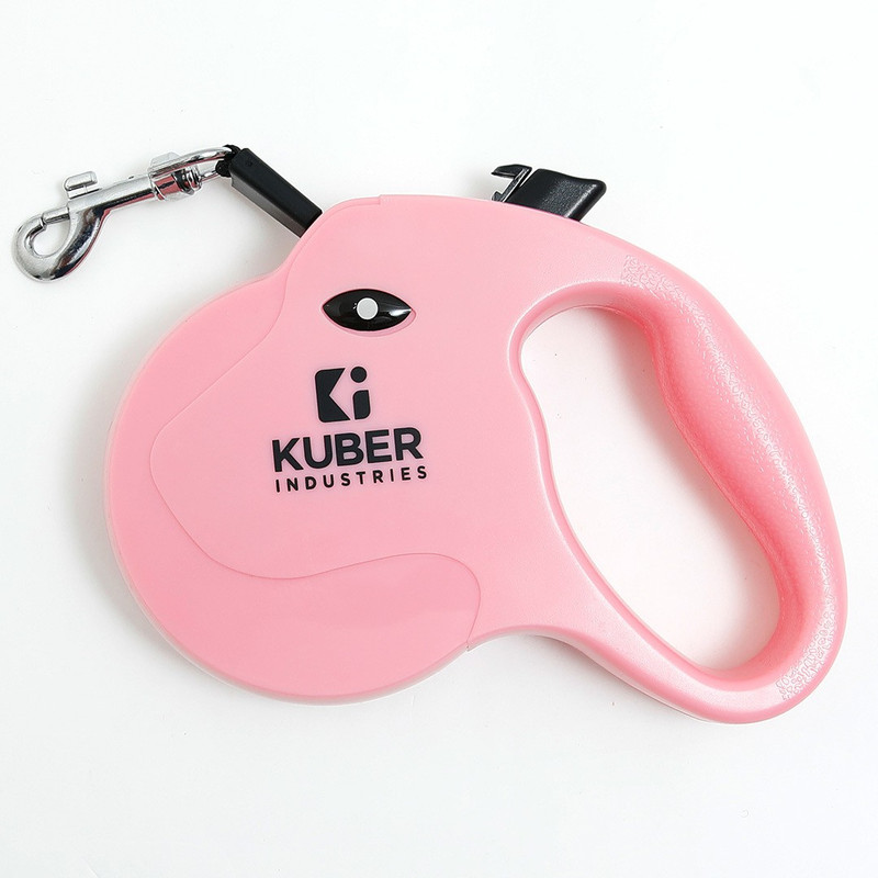 KUBER INDUSTRIES Retractable Dog Leash|Automatic & Non-Slip Handle|Pink 15.5 cm Dog Strap Leash(Pink)