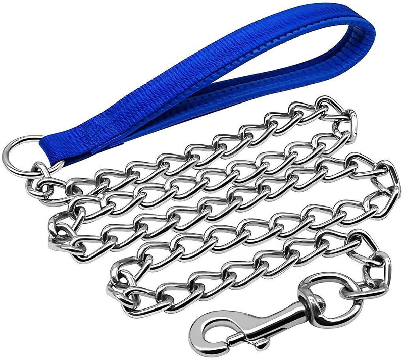 Petfun Heavy-Duty Dog Handle Chain Leash Padded Handle | 107 cm Length | Strong Metal 107 cm Dog Chain Leash(Blue)