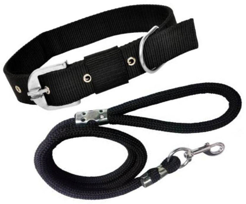 Smart Doggie SMART DOGGIE COMBO OF DOG COLLAR AND LEASH FOR SMALL DOGS( NOT FOR PUPPY) 150 cm Dog Cord Leash(Black)