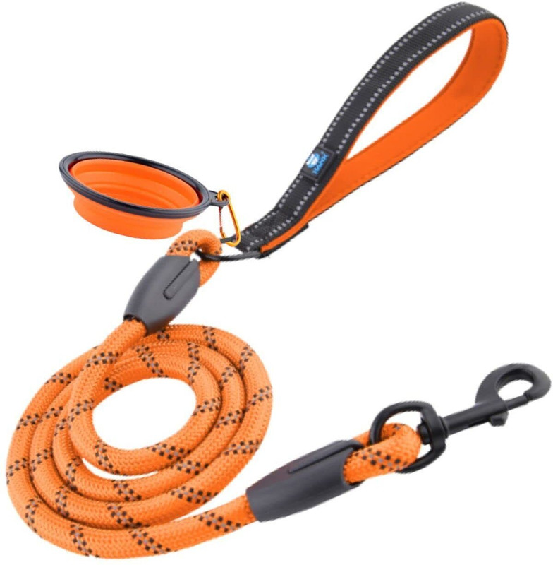 Hank Dog Rope - Padded Handle 5 Feet Dog Leash - Small Dogs (Pink Leash + Bowl) 152.4 cm Dog & Cat Cord Leash(Pink)
