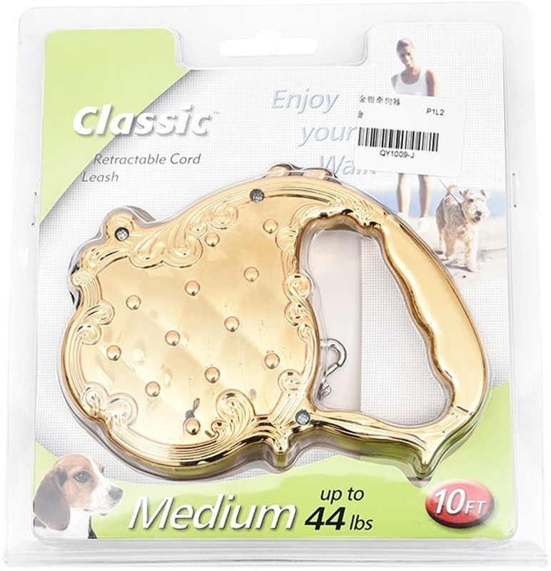 Hoaxer Small Medium Dogs Retractable Telescopic Belt Golden Traction 300 cm Dog & Cat Strap Leash(Gold)