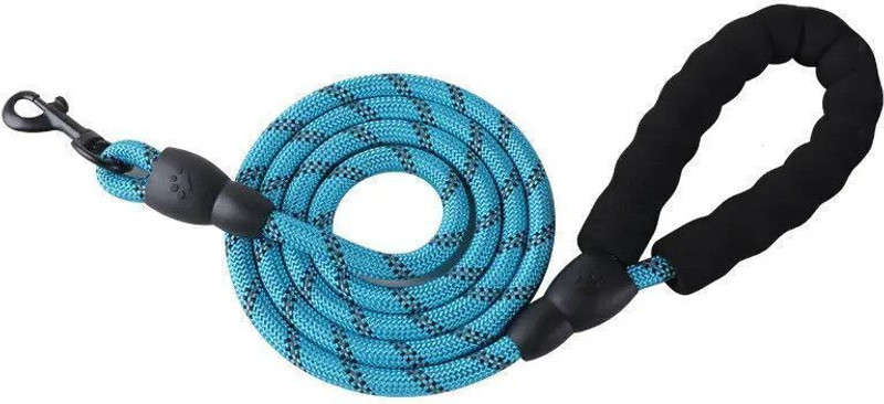 GNS PETS 5 feet leash Reflective Nylon Slip Dog Lead Rope Braided Padded Handle 153 cm Dog Cord Leash(Blue, Black)
