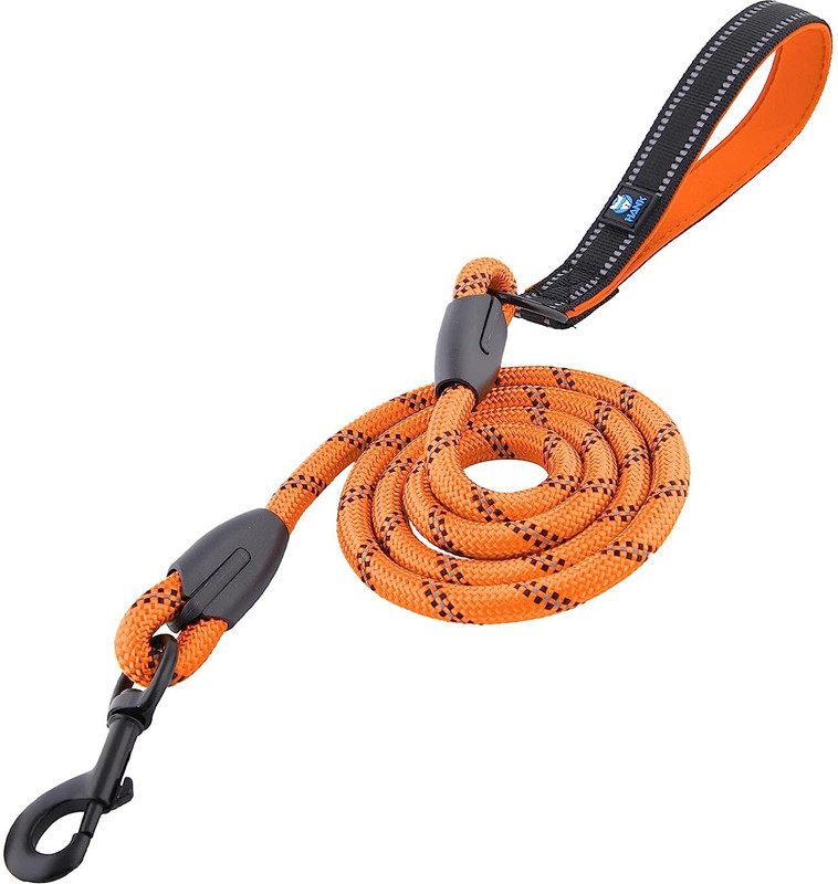 Hank Dog Rope - Heavy Dute Dog Leash - 5 Feet Long - Small Dogs (0 - 15kg) 152.4 cm Dog Cord Leash(Orange, Black)