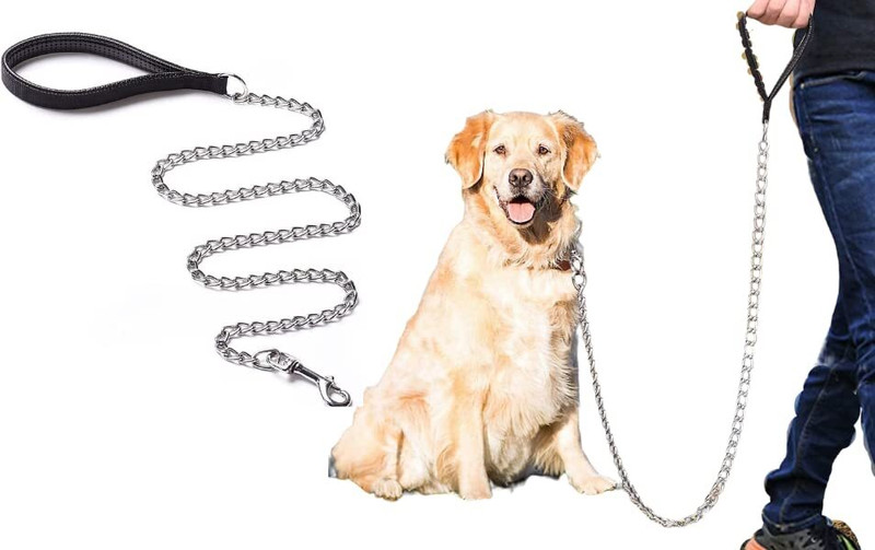 DCM PET MART Durable Leash Grinder Chain Silver Hook Handle Leash Chain (Color May Vary)_01 15 cm Dog Chain Leash(Silver)
