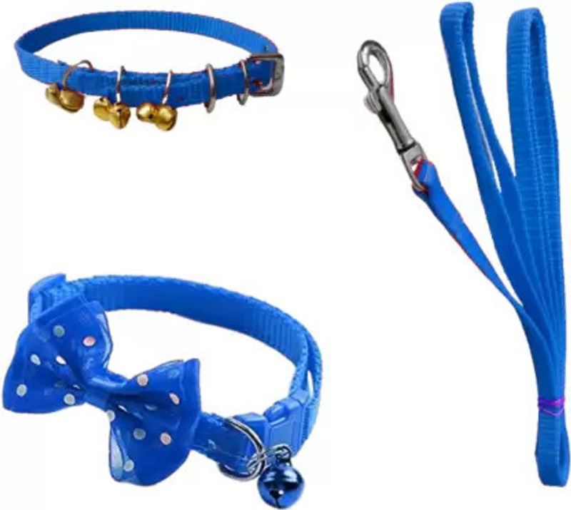 S.Blaze Blue ghungrooo collar leash with butterfly tie for small puppy,cat,rabbit 140 cm Cat Strap Leash(Multicolor)