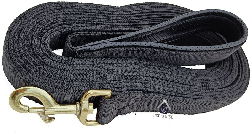 MS PET HOUSE Padded Dog Training Lead Dog Leash Long Leash 10 Ft Long Leash for Dogs (1" Wide by 10 Ft Long Black Colour) 305 cm Dog Strap Leash(Black)