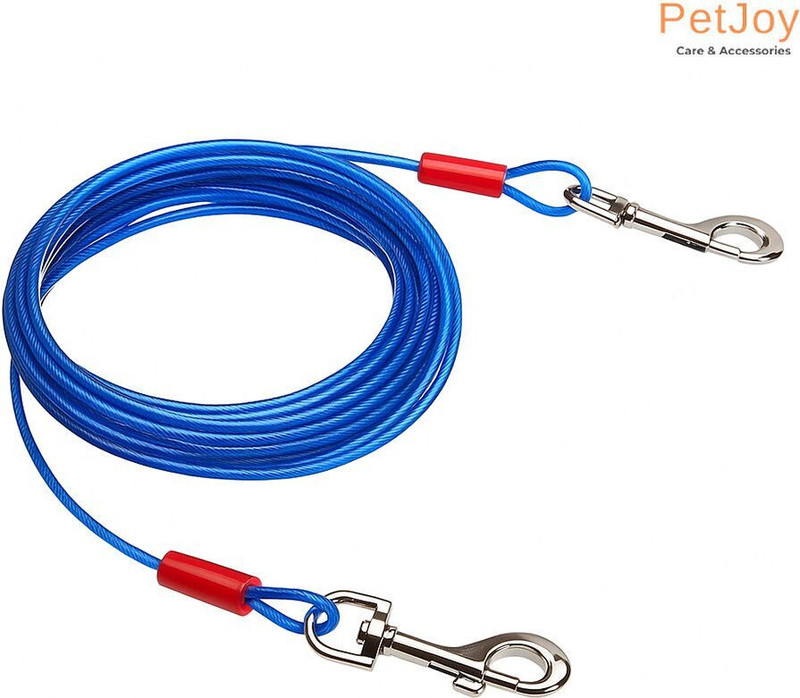PetJoy Stainless Steel Tie-Out Cable/Leash for Dogs -15 Feet (Color may vary) 457 cm Dog Cord Leash(Multicolor)