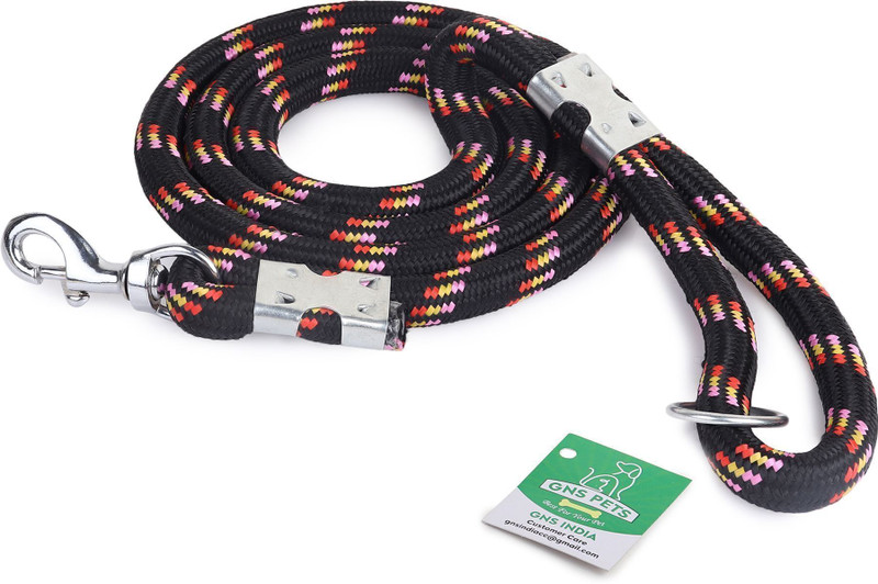 GNS PETS 18mmThick Rope Dog Leash|6.5 Ft Long Strong Steel Hook Perfect-Walking&Training 180 cm Dog Cord Leash(Black)