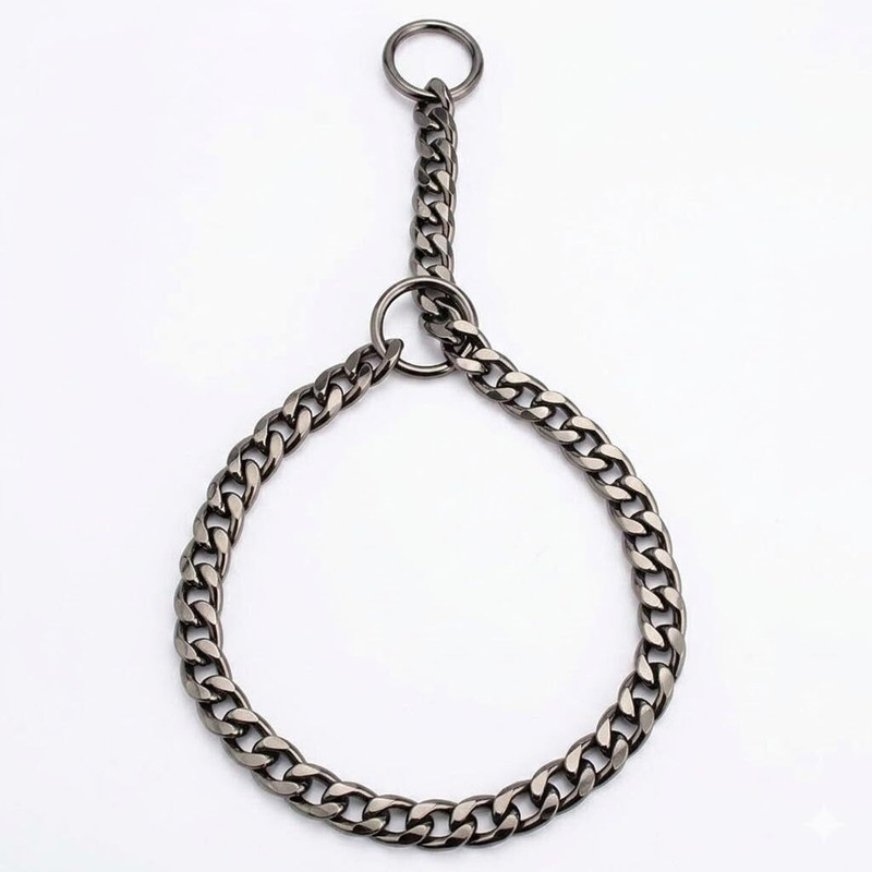 Petfun Stainless Steel Extra Heavy Duty Black 3mm Metal Chain Dog Collar 53 cm Dog & Cat Chain Leash(Black)