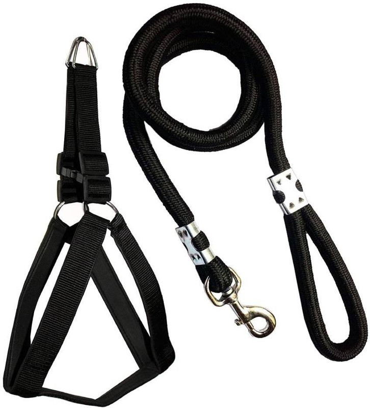 Hundur Store Premium Quality Nylon Dog Harness & Leash Rope (Small) Dog Neck & Chest 32 cm Dog Chain Leash(Red)