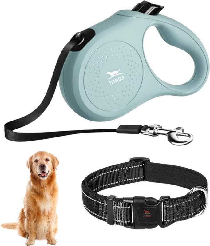 Petology Petology Retractable Dog Leash With Collar Set (M/M) 19 cm Dog & Cat Strap Leash(Blue)
