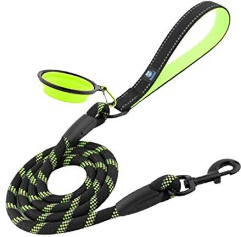 Hank Dog Rope - Heavy Duty Dog Leash - Medium to Large Dogs (Blue Leash + Bowl) 152.4 cm Dog & Cat Cord Leash(Blue, Black)