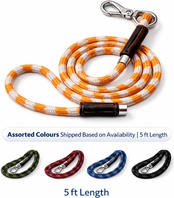 lazyloons Nylon rope strong Medium sized dog leash 152.4 cm Dog & Cat Cord Leash(Multicolor)