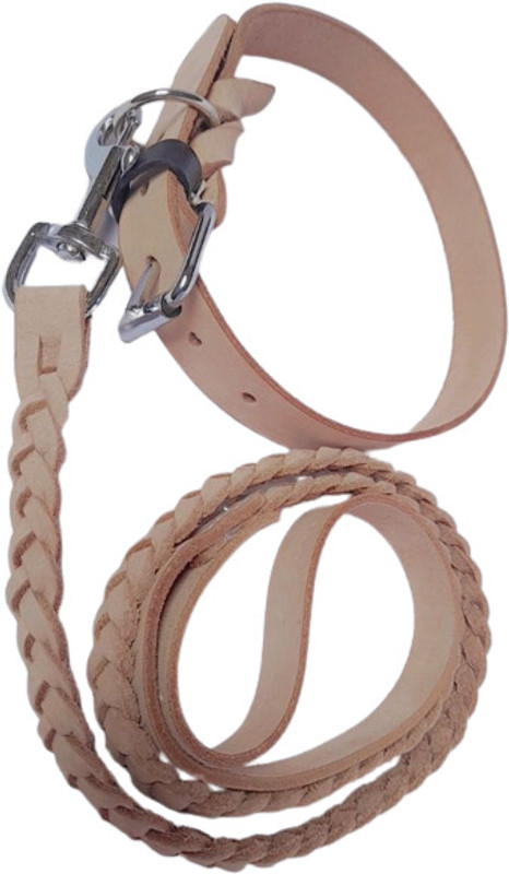 shagul dog leather collar&leash nature color size 47 -57 lead 112 cm 112 cm Dog & Cat Chain Leash(White)