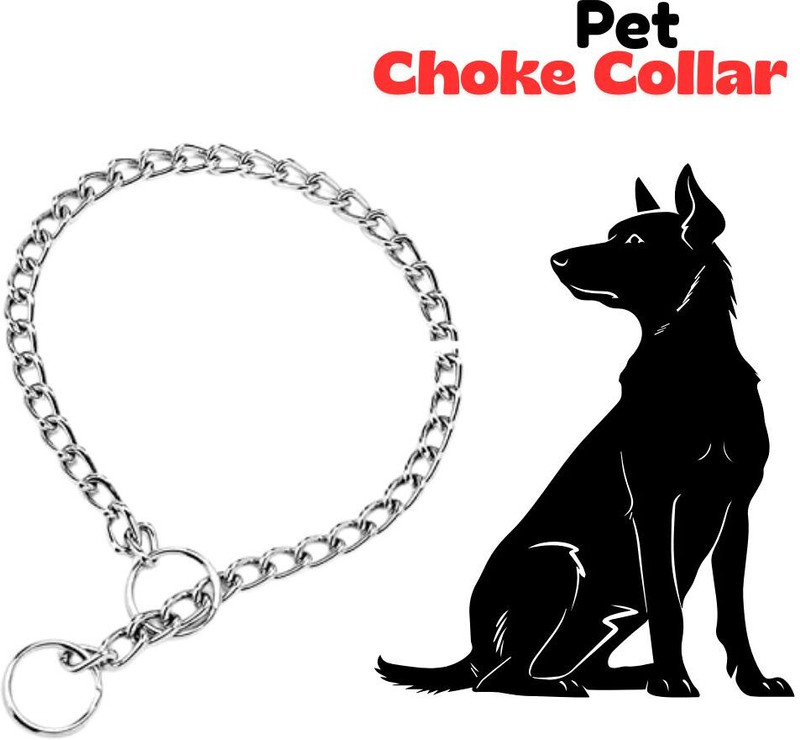 BSHOP Stainless Steel Choke Chain Small - 3 MM 18 Inch Length 36 cm Dog Chain Leash(Silver)