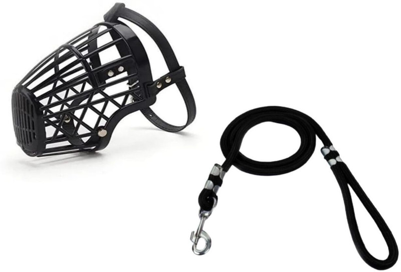 DogPaws 1MUZZLE LEASH DOG COMBO 15 cm Dog Strap Leash(Black)